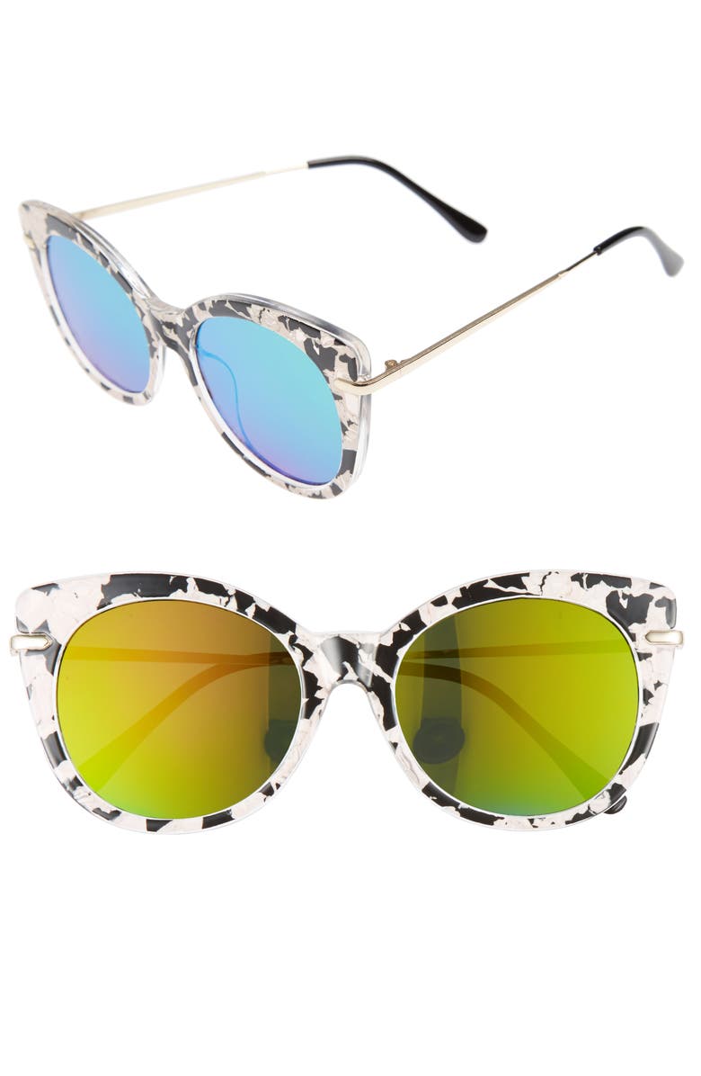 BP. Kitty 52mm Mirrored Cat Eye Sunglasses, Main, color, 