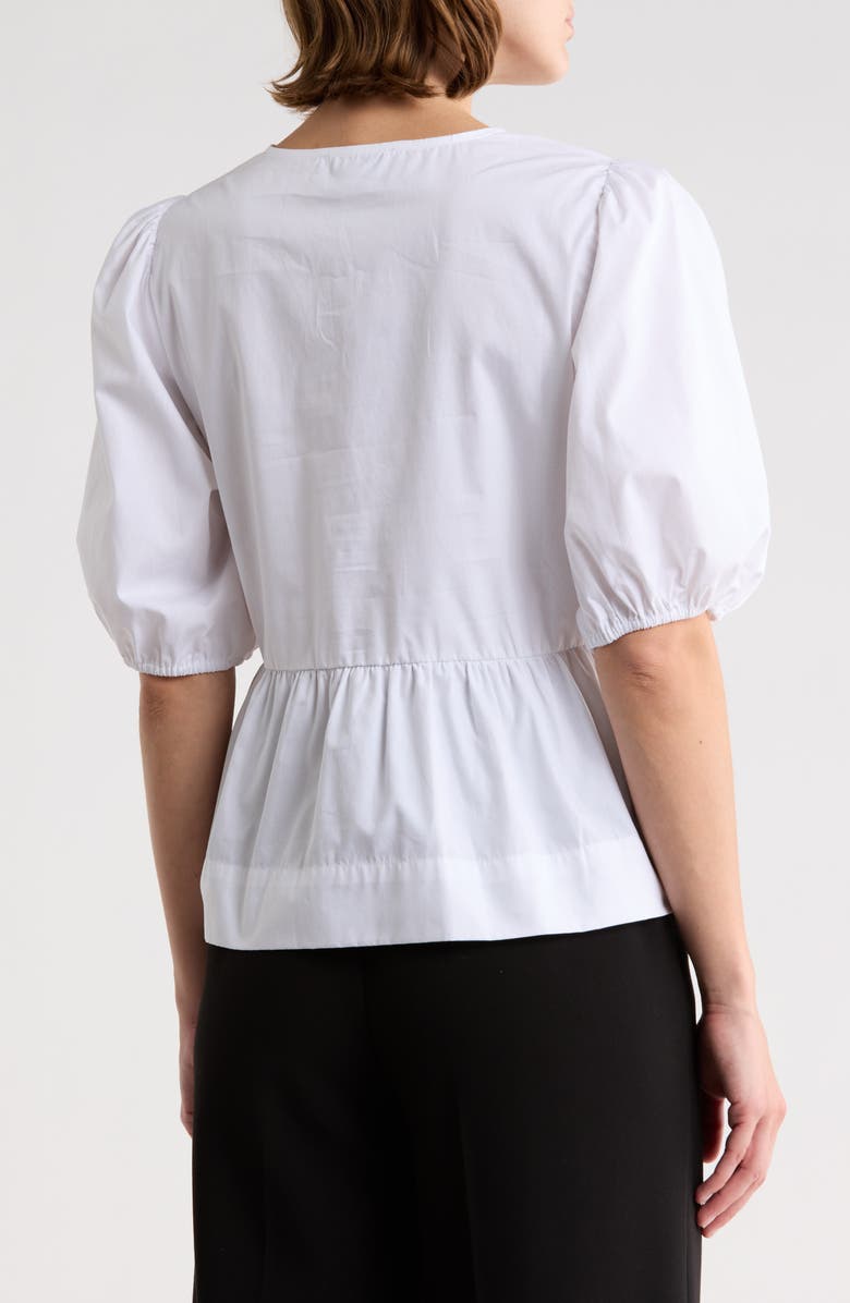 CeCe Bow Front Puff Sleeve Top, Alternate, color, Lucent White