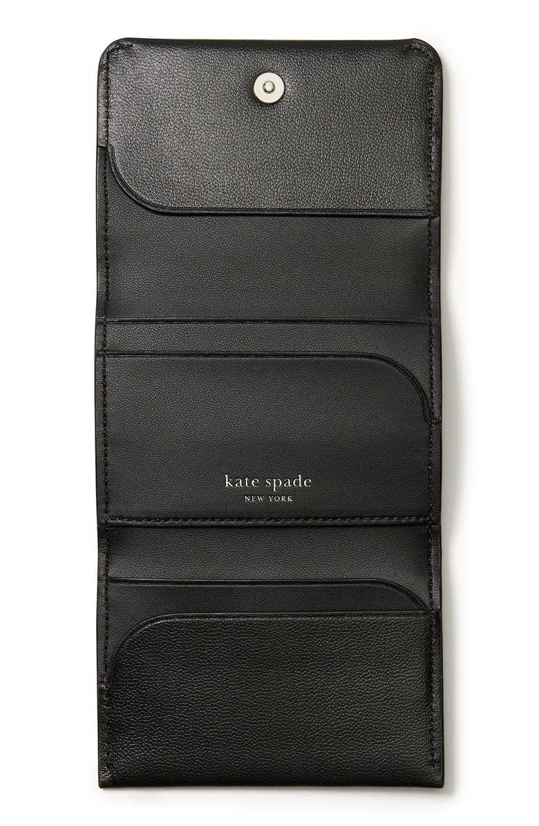 Kate Spade New York halo leather card case, Alternate, color, Black