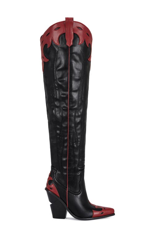Azalea Wang Deimos Over The Knee Western Boot In Multi