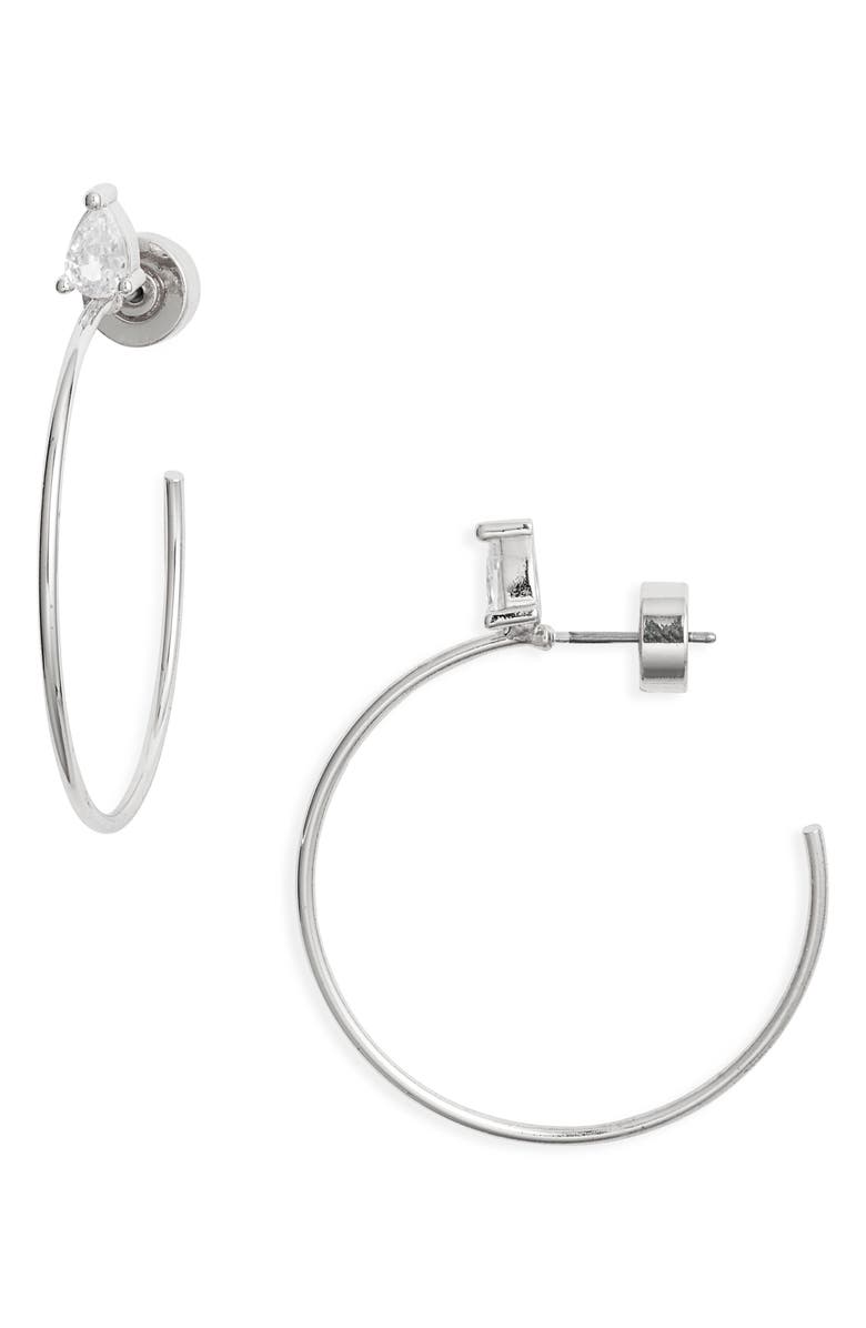 Nordstrom Cubic Zirconia Hoop Earrings, Main, color, Clear- Silver