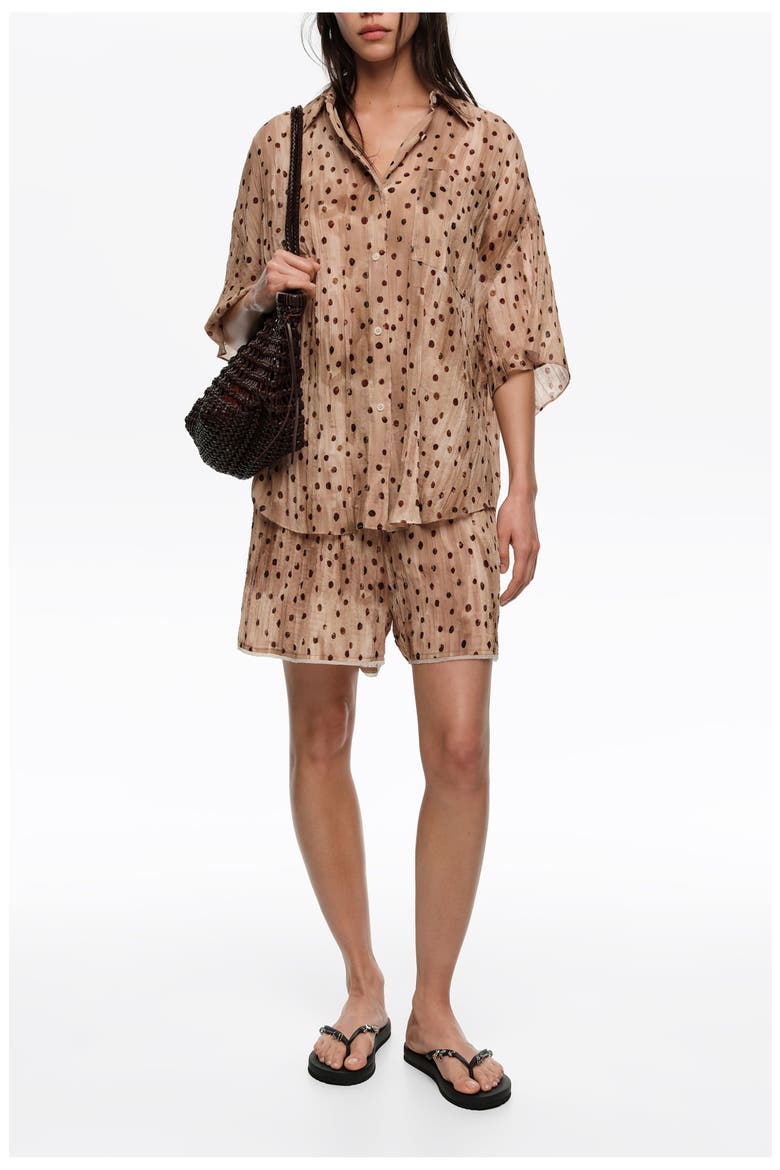 Dots Pleated Bermuda Shorts, Alternate, color, WATERCOLOR DOTS
