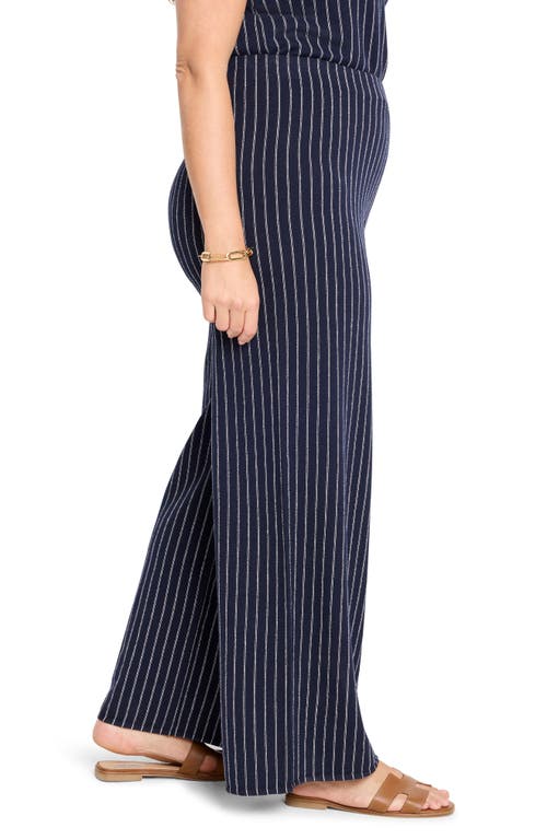 Nic + Zoe Nic+zoe Destination Stripe Wide Leg Knit Pants In Blue