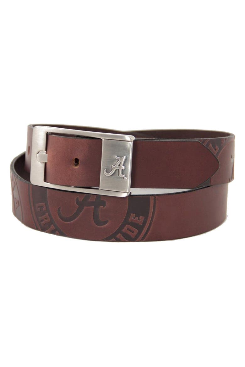 Alabama Crimson Tide Brandish Leather Belt - Brown, Main, color, Brown