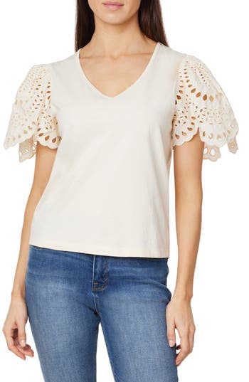 Curve Appeal Eyelet Sleeve Jersey T-shirt