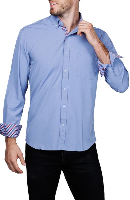 Tailorbyrd Mélange Performance Button Down Shirt In Blue