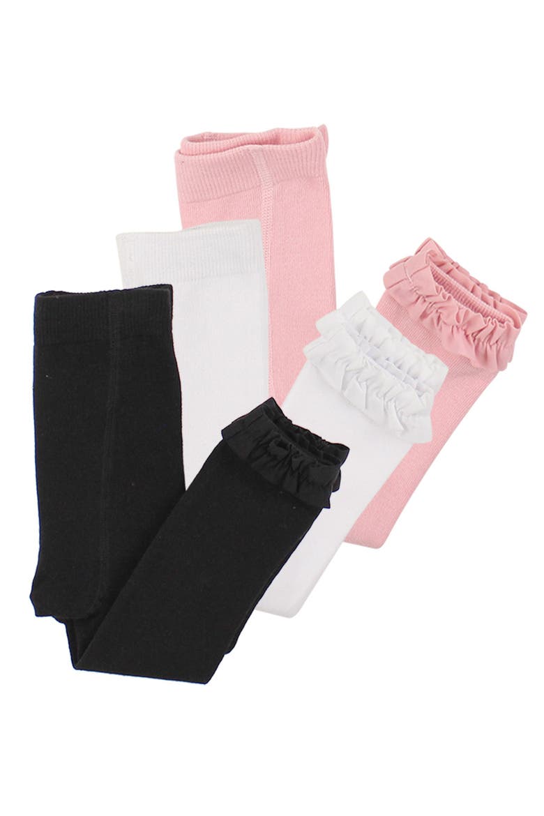 3-Pack Footless Ruffle Tights, Main, color, Black, White & Red