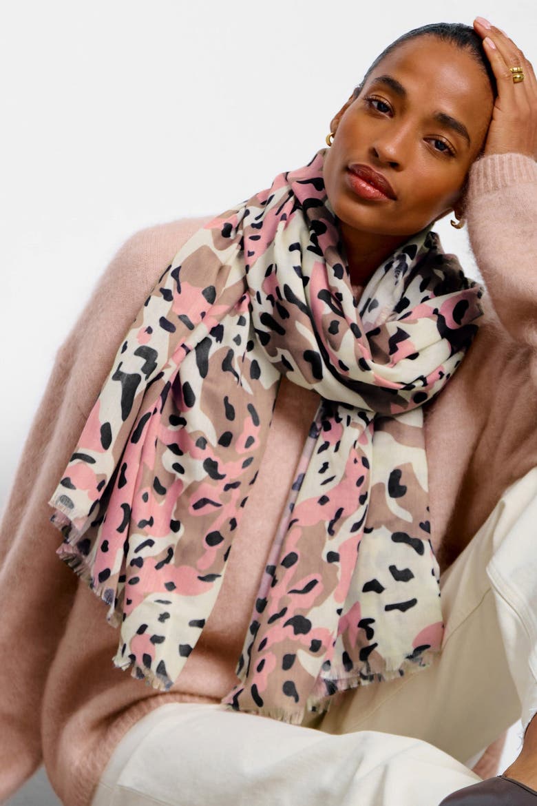 Tortoiseshell Printed Scarf, Alternate, color, PINK
