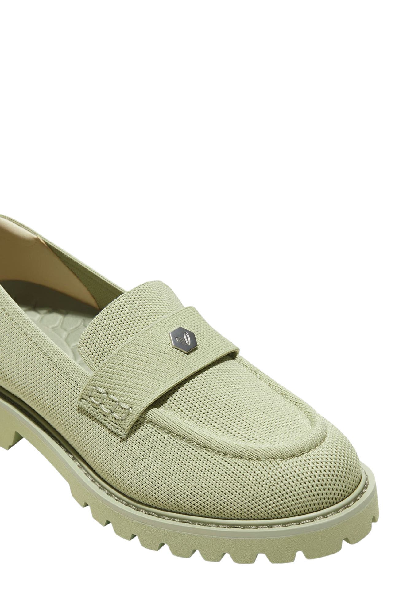 VIVAIA Round-Toe Platform Chunky Heel Loafers, Alternate, color, Matcha