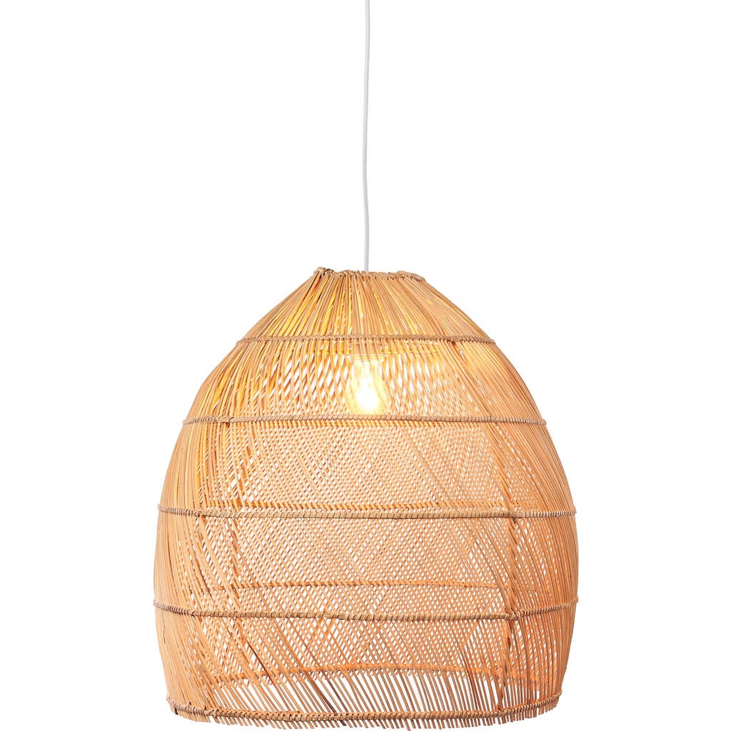 The Artisan & Company Bell Shaped Rattan Pendant Light In Natural
