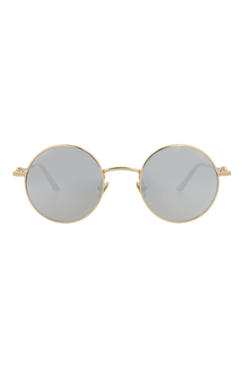 48mm Round Sunglasses, Main, color, GOLD GOLD SILVER