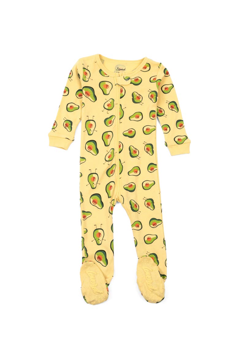 Kids Footed Cotton Matching Family Pajamas, Nature & Water Prints, Main, color, Avocado