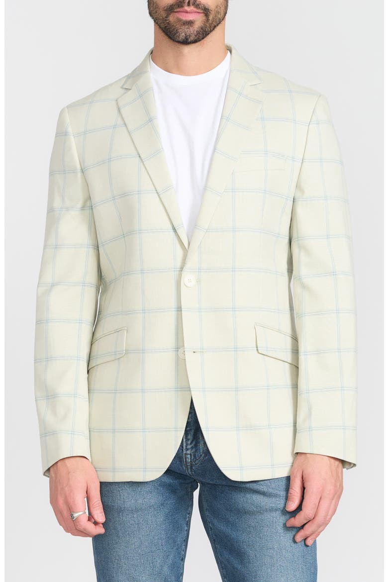 Mayfair Windowpane Notch Lapel Blazer, Main, color, CREAM