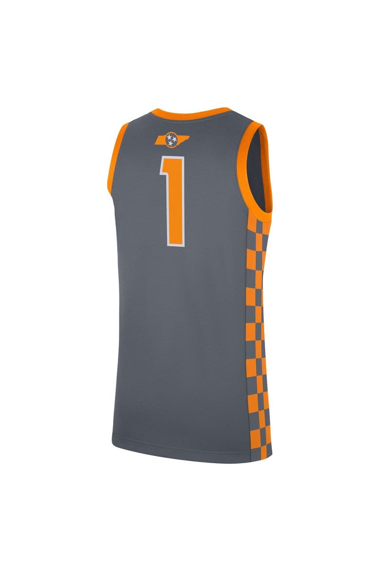Men's Nike #1 Gray Tennessee Volunteers Replica Jersey, Alternate, color, Gray