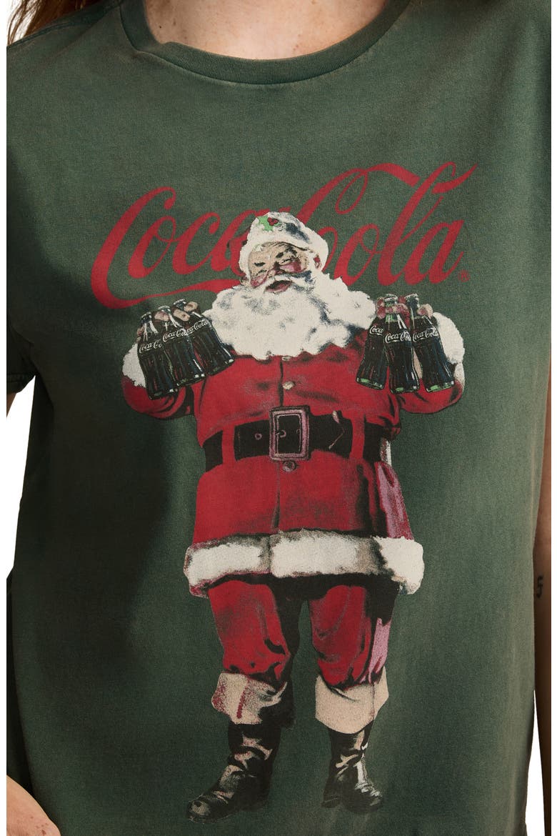 Coca-Cola® Classic Santa Cotton Graphic T-Shirt, Alternate, color, HUNTER GREEN