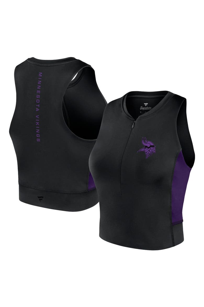Women's Fanatics Signature Black Minnesota Vikings Studio Fitted Gym Tank Top, Main, color, Black