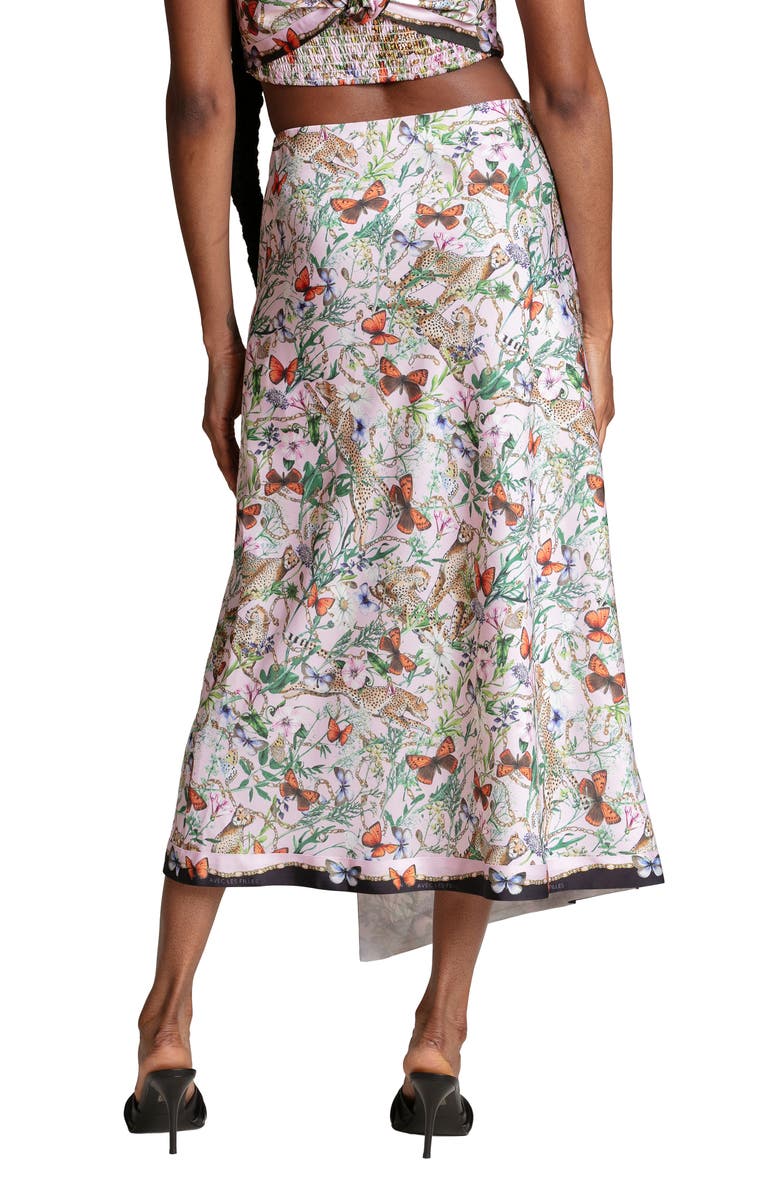 Avec Les Filles Asymmetric Faux Wrap Midi Skirt, Alternate, color, Pink Cheetah Scarf
