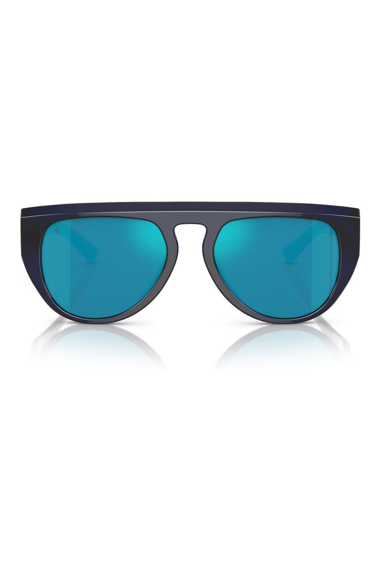 56mm Pilot Sunglasses, Main, color, BLUE / BLUE MIRROR