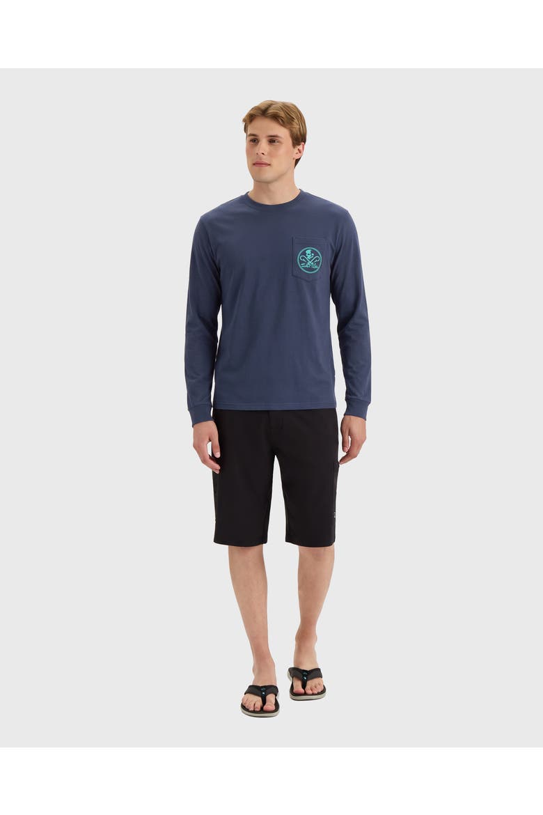 Skull and Hooks Long Sleeve Tee, Alternate, color, VINTAGE INDIGO