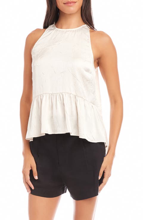 Floren Peplum Crushed Satin Top