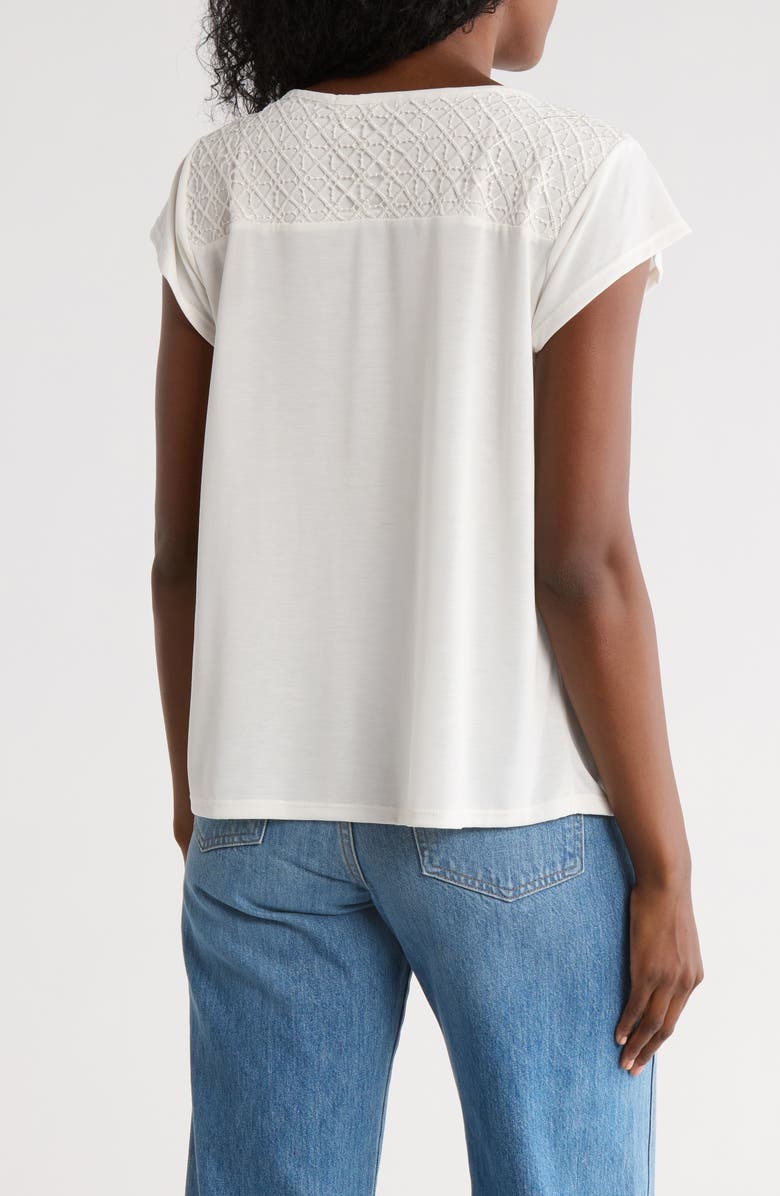 matty m. Lace Yoke Knit Top, Alternate, color, Ivory