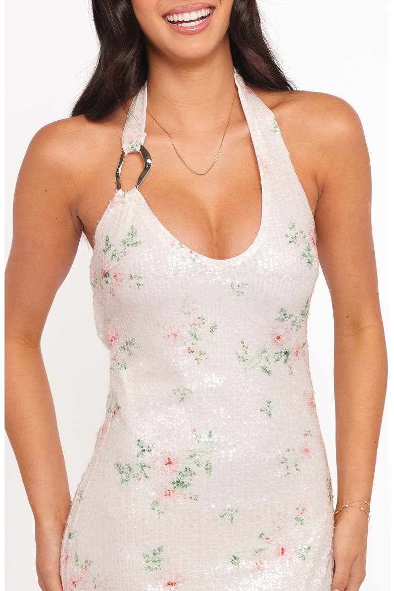 Lunara Sequin Floral Halter Maxi Dress, Alternate, color, SEQUIN FLORAL