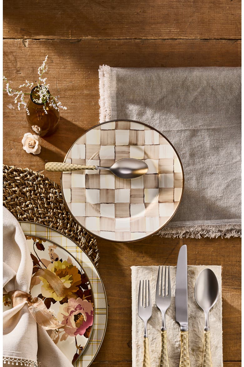 Mocha Check Salad Plate, Alternate, color, MOCHA