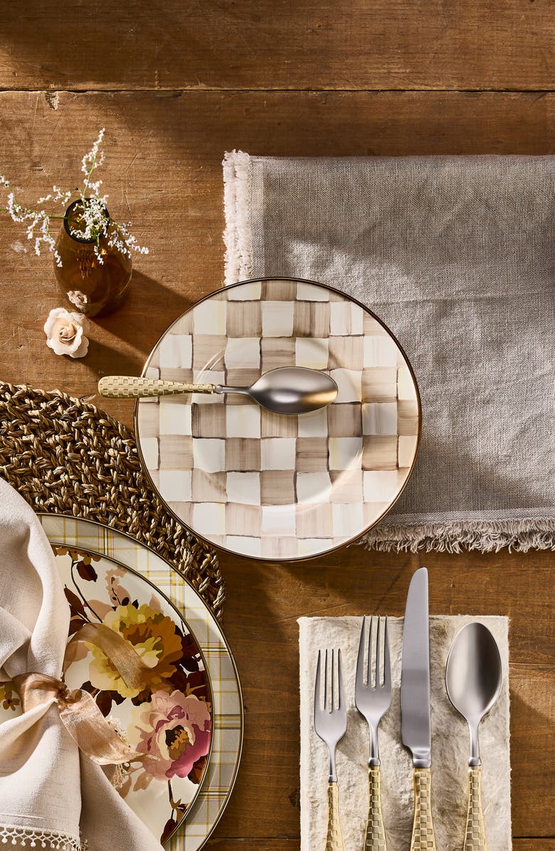 MACKENZIE CHILDS Mocha Check Salad Plate, Alternate, color, Mocha