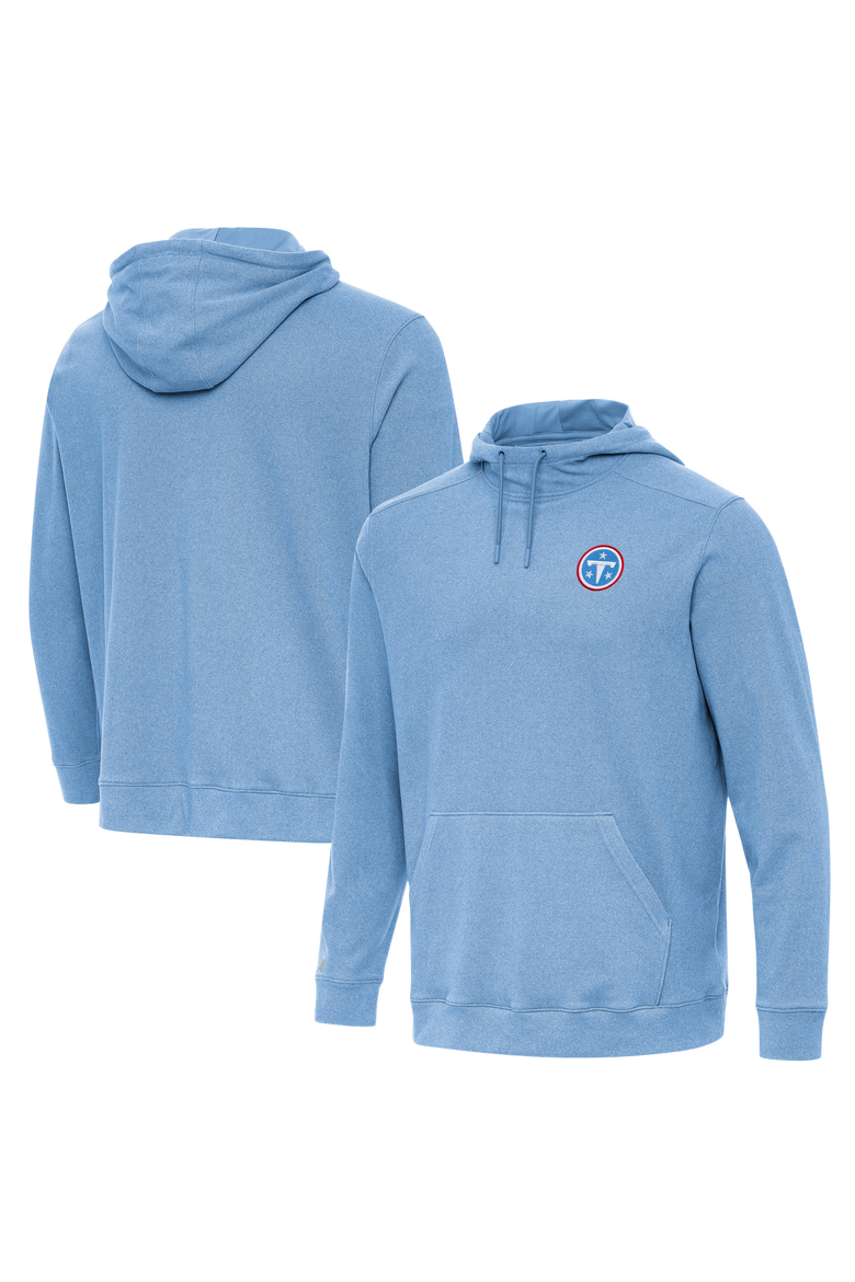 Men's Antigua Heather Powder Blue Tennessee Titans Cloud Hoodie, Main, color, Heather Powder Blue
