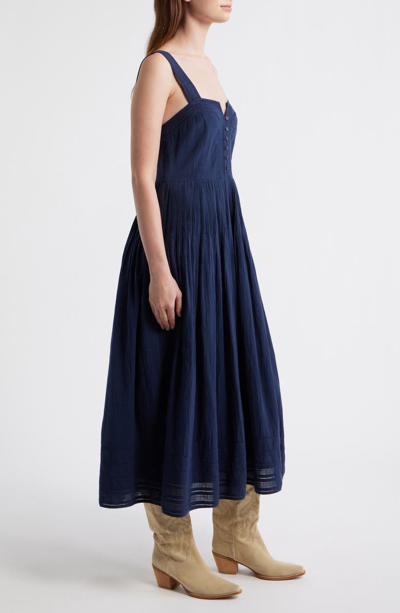 THE GREAT. The Daybreak Cotton Midi Dress, Alternate, color, Navy