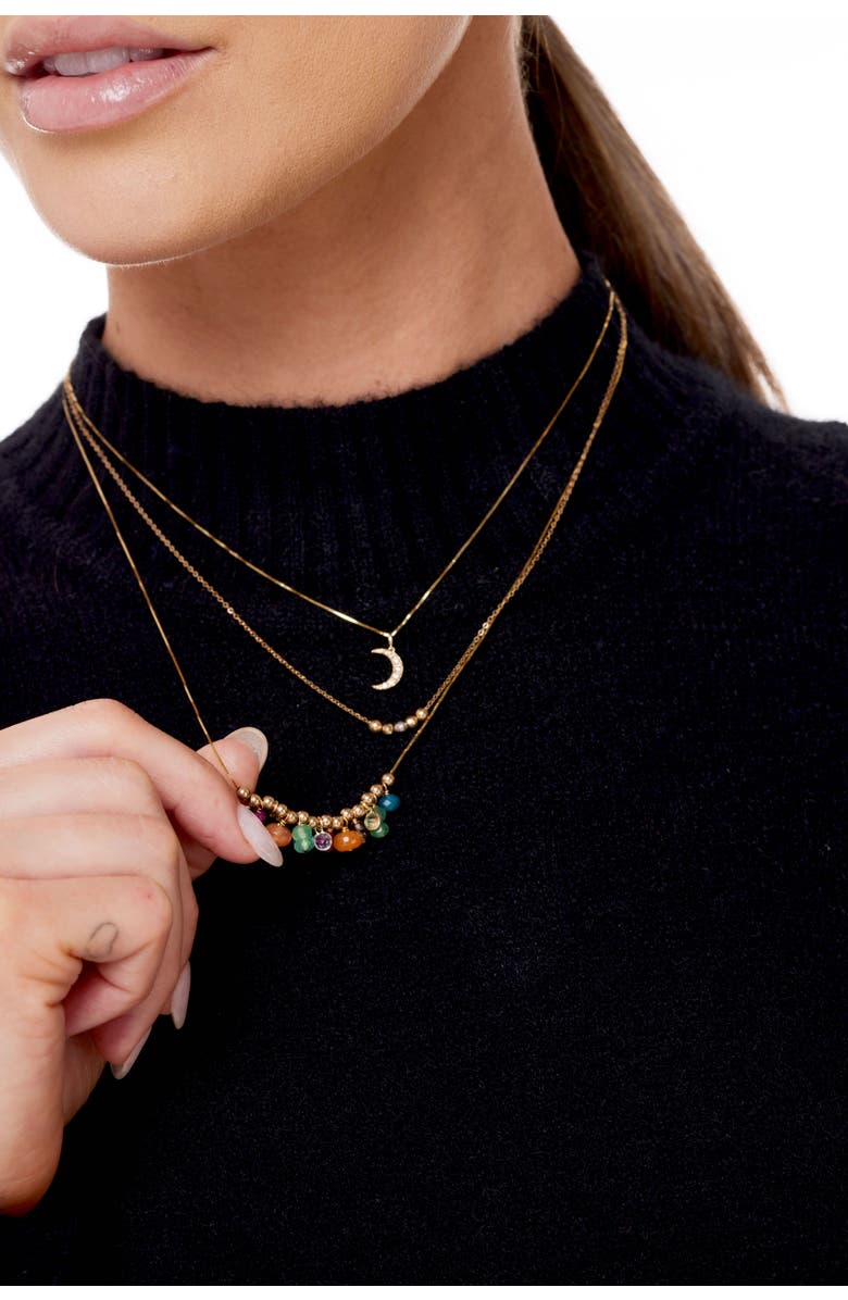 ELLIOT YOUNG MOVEABLE MULTI GEMSTONE BEAD 14K GOLD NECKLACE, Alternate, color, Red