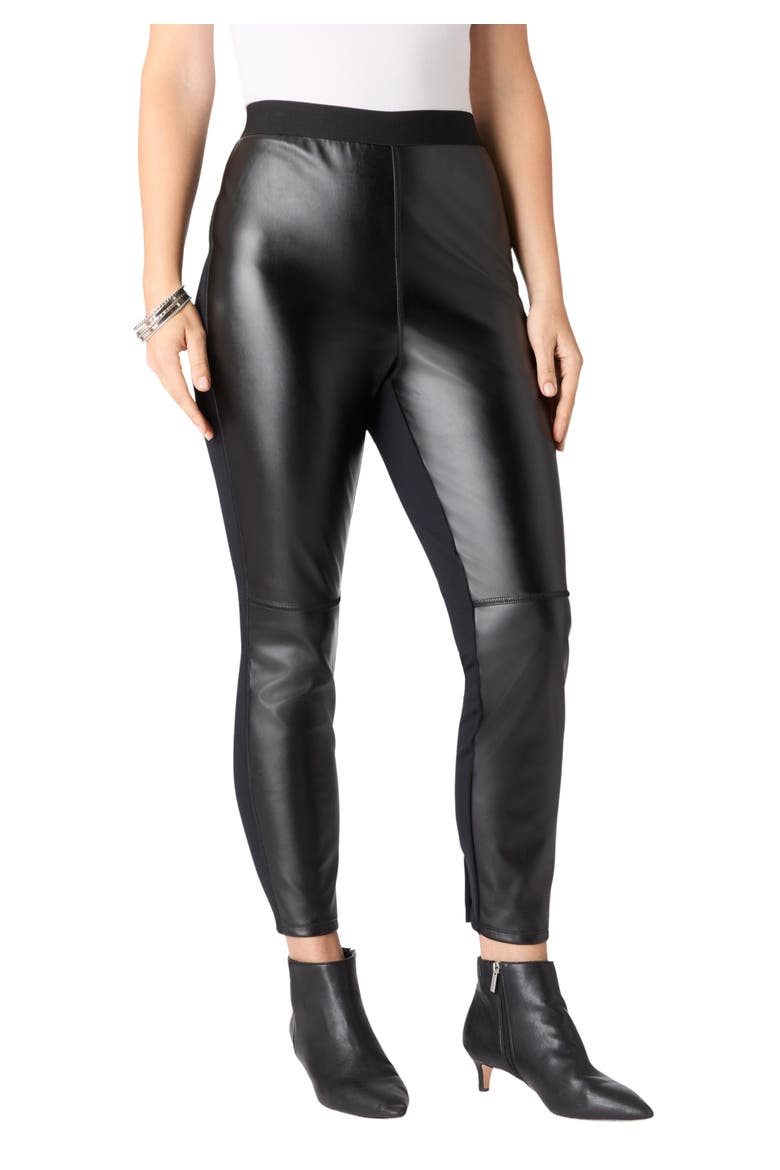 Faux Leather Legging, Main, color, BLACK