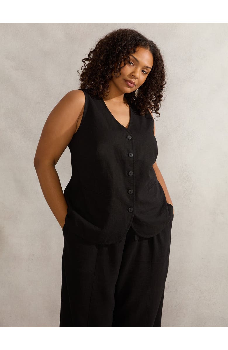 Live Unlimited Linen Waistcoat, Main, color, Black