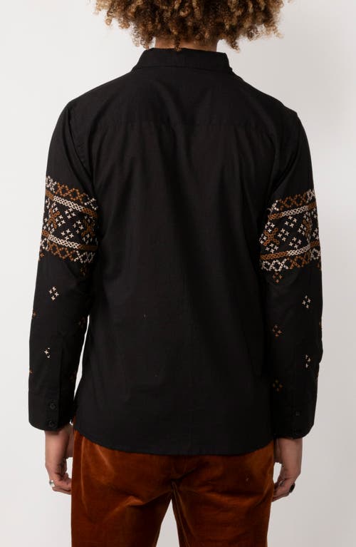 RAGA MAN RAGA MAN STUVAN EMBROIDERED FAIR ISLE COTTON BUTTON-UP SHIRT