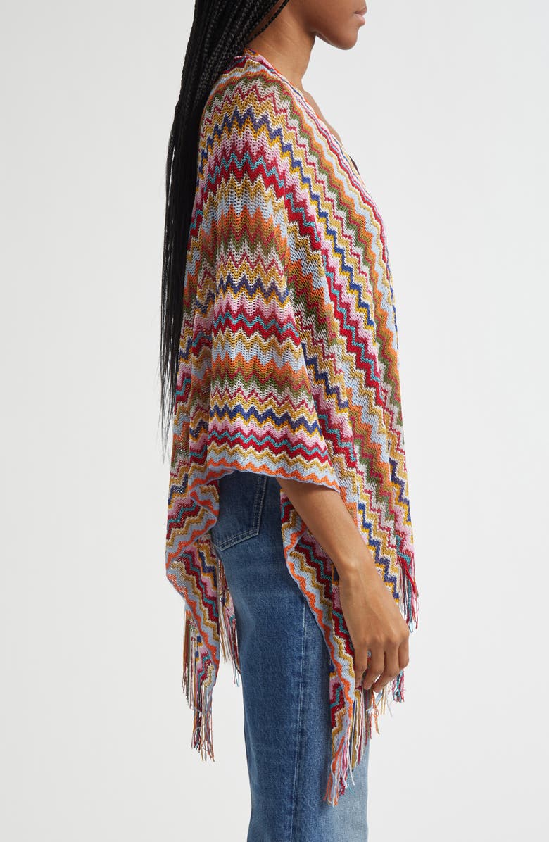 Missoni Metallic Zigzag Knit Cape, Alternate, color,