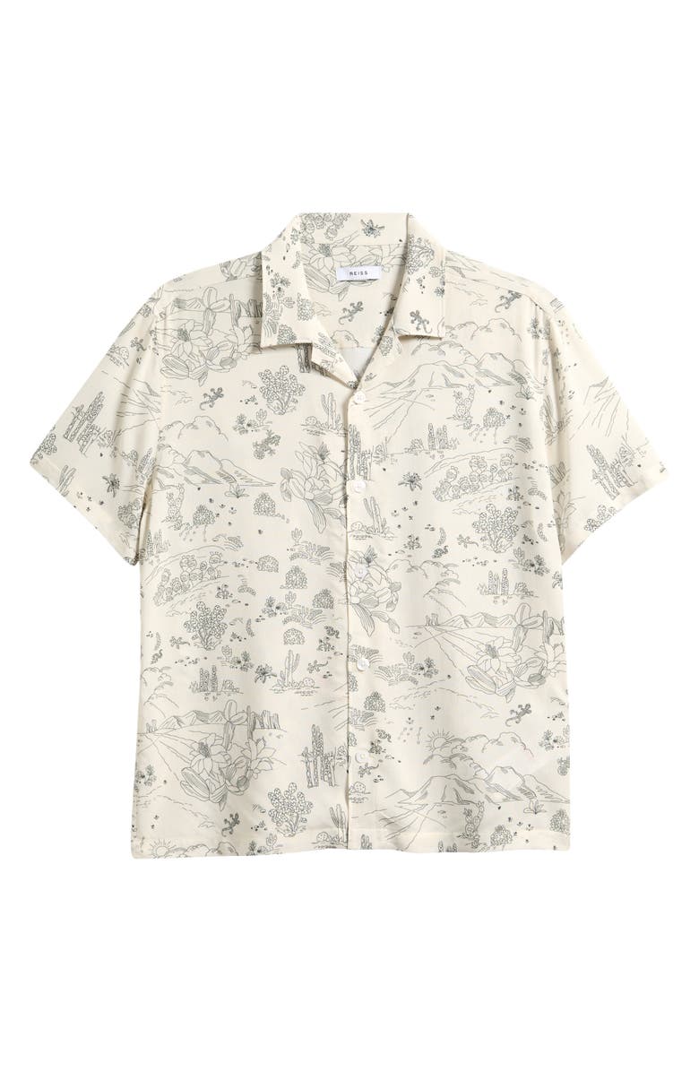 Reiss Kids' Short Sleeve Woven Camp Shirt, Main, color, Ecru