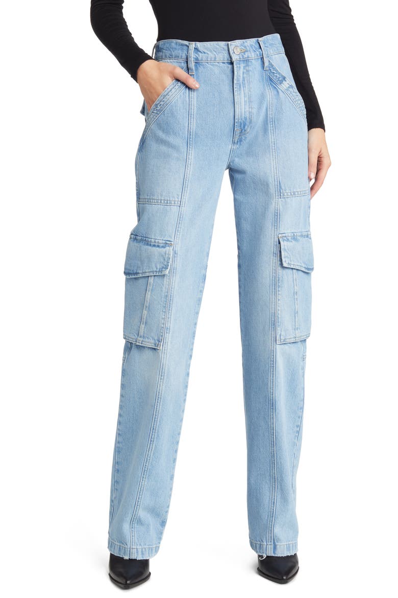 High Waist Utility Straight Leg Jeans, Main, color, ACAPELLA