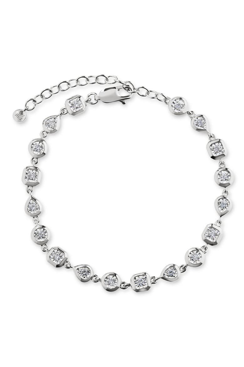 Lab Grown Diamond Bezel Bracelet, Main, color, STERLING SILVER / LAB DIAMOND