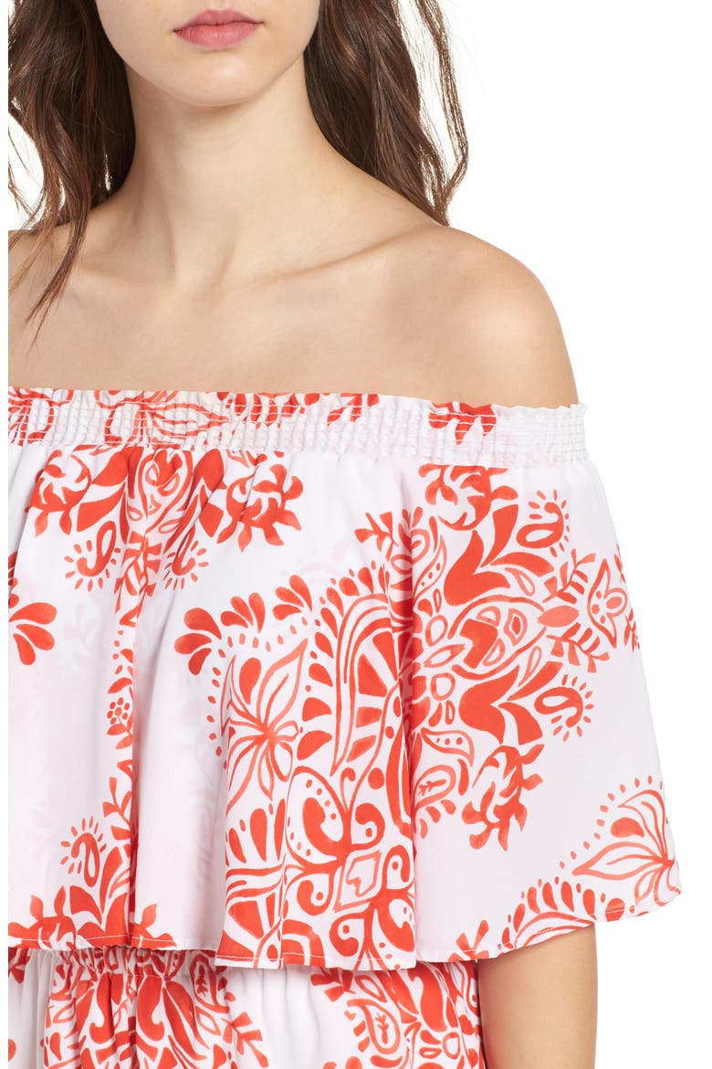 Rosarita Off the Shoulder Romper, Alternate, color, CASA LOVE