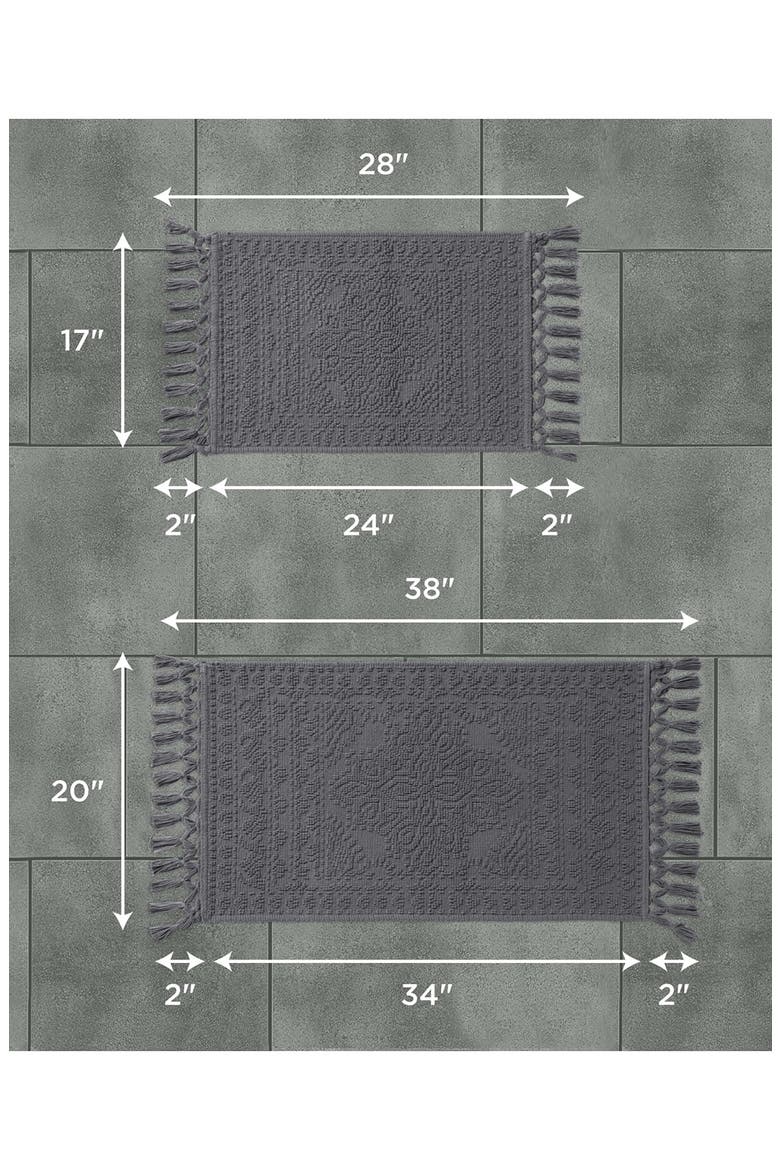 Nellore Fringe 2-Piece Bath Rug, Alternate, color, DARK GREY CHARCOAL
