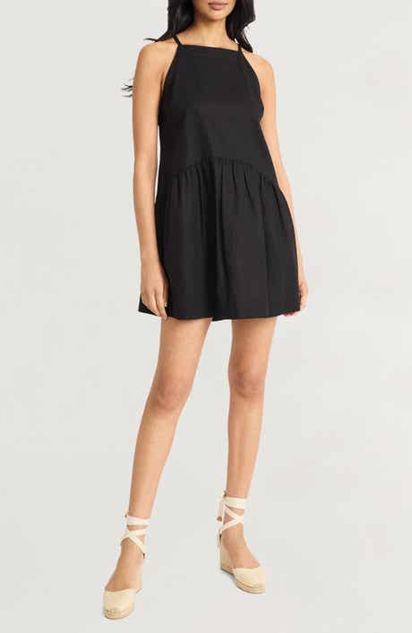 The Good Journey Keyhole Linen Blend Minidress