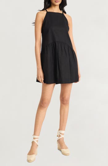 THE GOOD JOURNEY THE GOOD JOURNEY KEYHOLE LINEN BLEND MINIDRESS