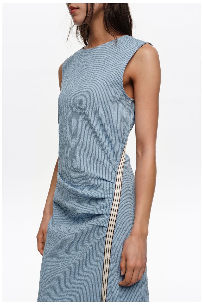Sleeveless Dress With Striped Overlay Strap, Alternate, color, LIGHT BLUE