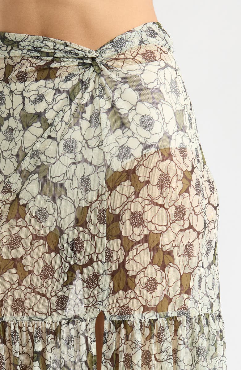 Hutch Sheer Cover-Up Maxi Skirt, Alternate, color, Black Poppies