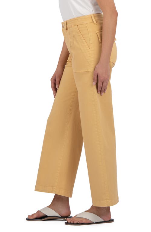 Kut From The Kloth Meg High Waist Ankle Wide Leg Twill Pants In Brown