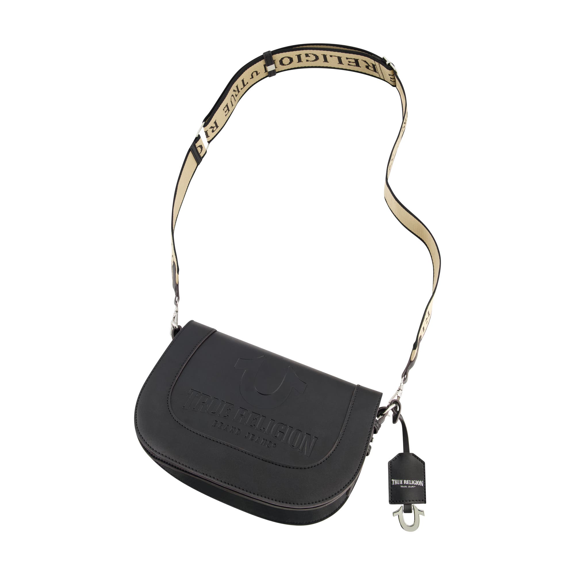 True Religion Debossed Logo Flap Shoulder Bag, Alternate, color, 