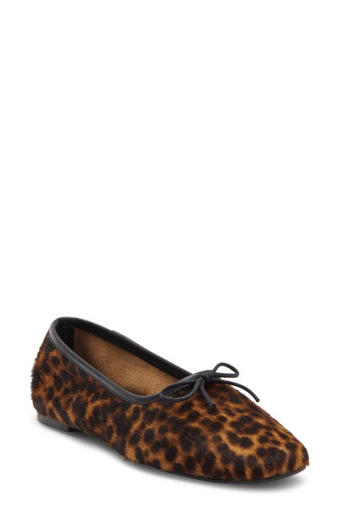 Jada Square Toe Genuine Calf Hair Ballet Flat