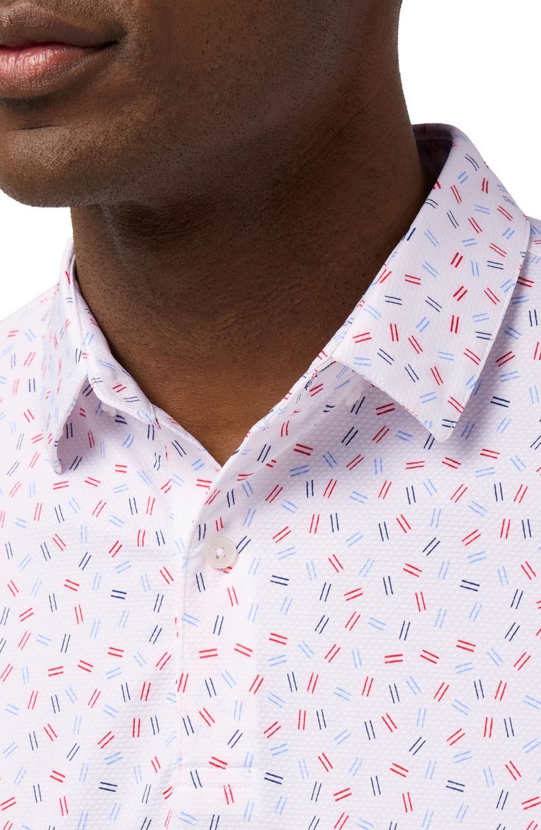 Mizzen+Main Haylard Trim Fit Geo Print Polo, Alternate, color, Red Hot Scattered Dash