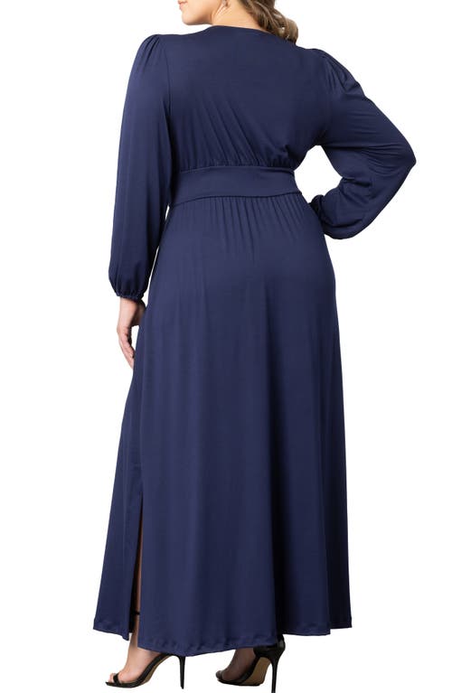 Kiyonna Kelsey Long Sleeve Maxi Dress In Nouveau Navy