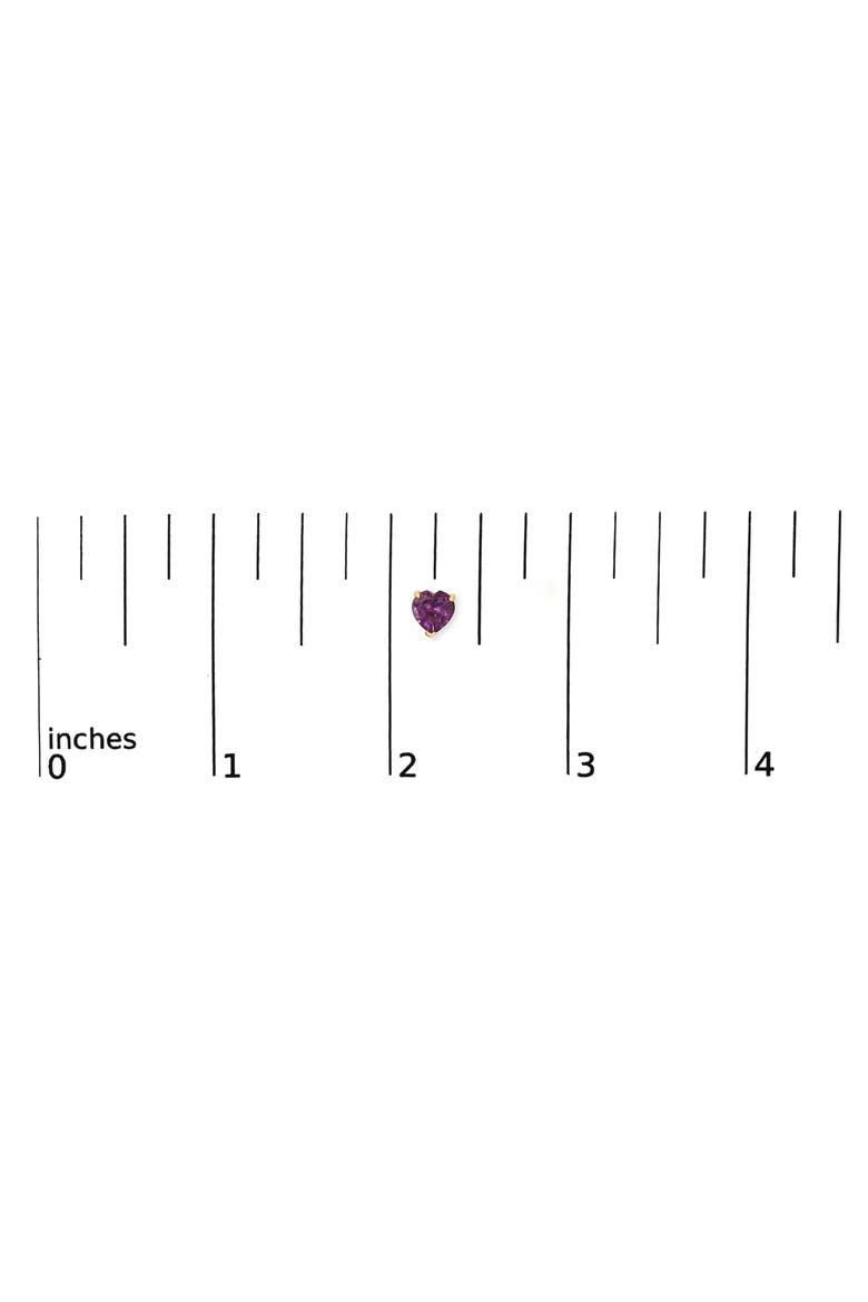 14K Gold 5MM Heart Cut Gemstone Solitaire Stud Earrings, Alternate, color, Purple Amethyst | Yellow